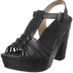Corso Como Hiho Black Leather Platform Sandal